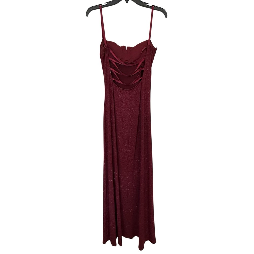 Y2K City Triangles Metallic Glitter Maxi Slip Dress Sz L Open Back Formal - Picture 2 of 9
